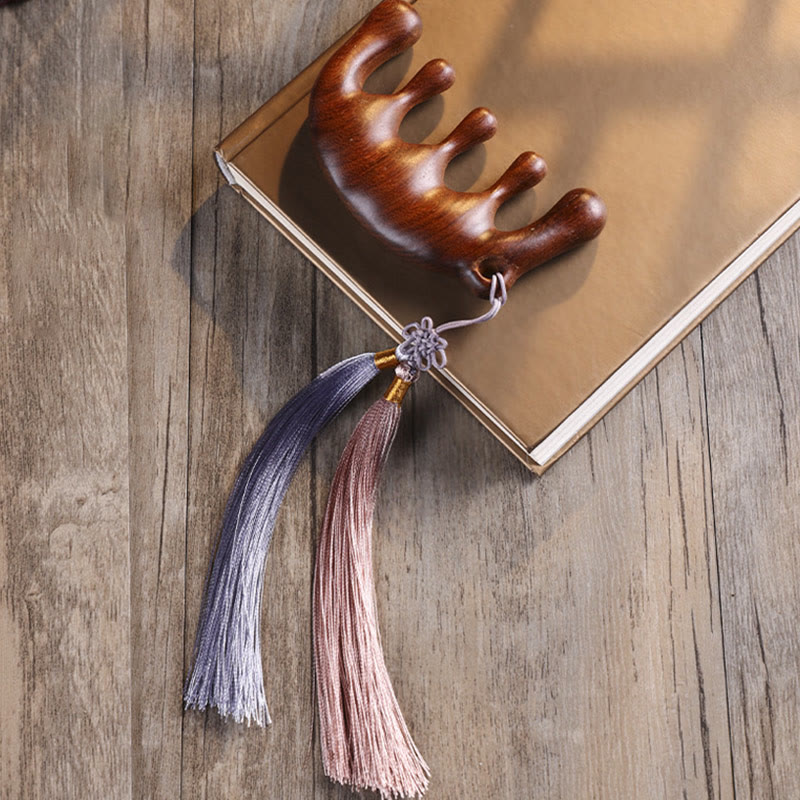 Simple Green Sandalwood Soothing Tassel Massage Comb - Image 7