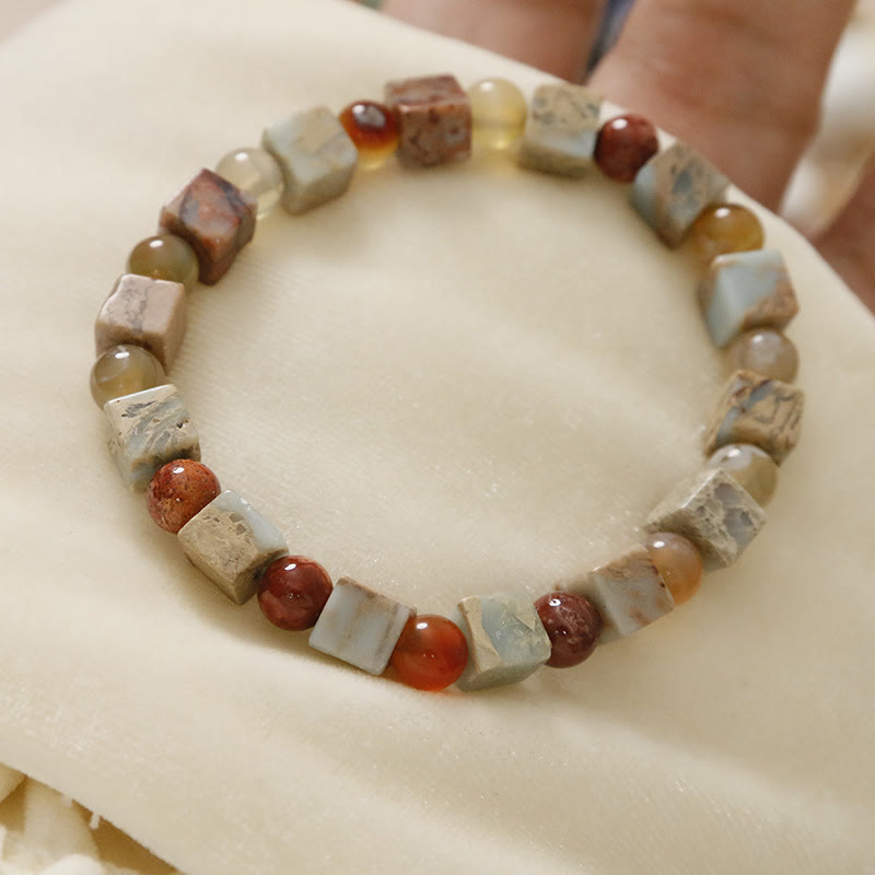 Natural Stone Sea Sediment Jasper Agate Protection Bracelet - Image 11