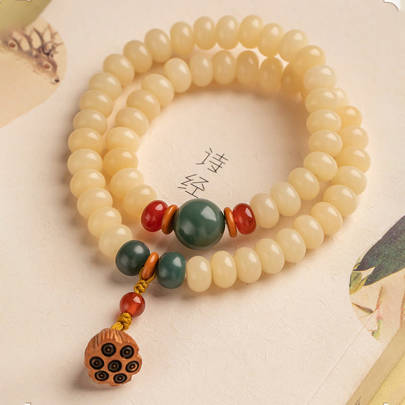 Bodhi Seed Lotus Pod Charm Peace Double Wrap Bracelet - Image 6
