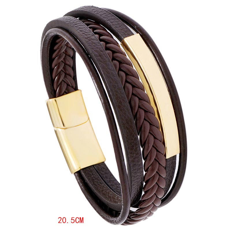 Simple Design Titanium Steel Leather Luck Bracelet