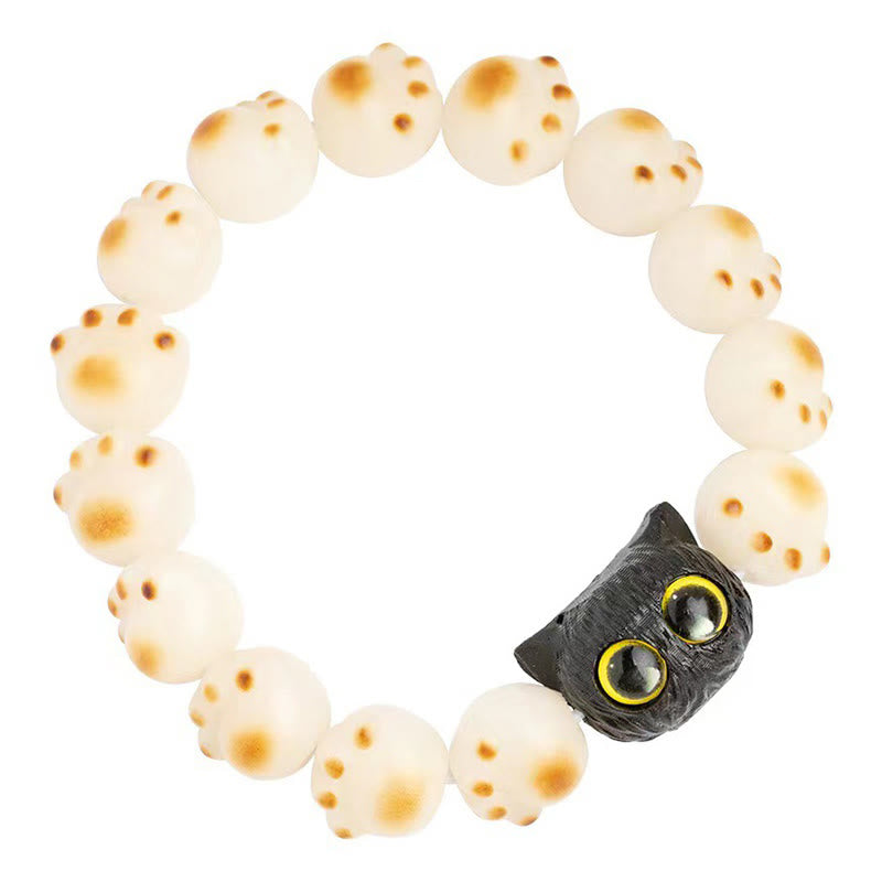 Natural Bodhi Seed Red Sandalwood Lovely Paw Lucky Cat Peace Bracelet - Image 7