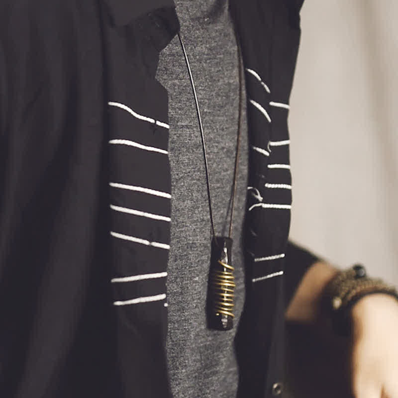 Tibet Ebony Wood Copper Balance Peace Necklace Pendant - Image 13