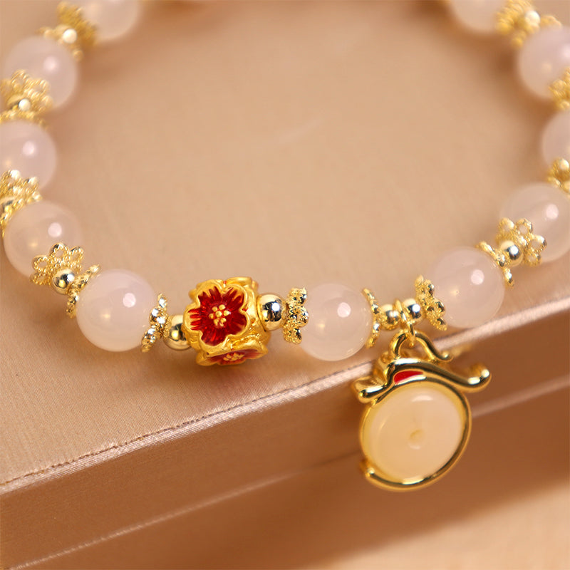 Year of the Dragon White Agate Green Aventurine Peace Buckle Luck Bracelet (Extra 30% Off | USE CODE: FS30) - Image 4