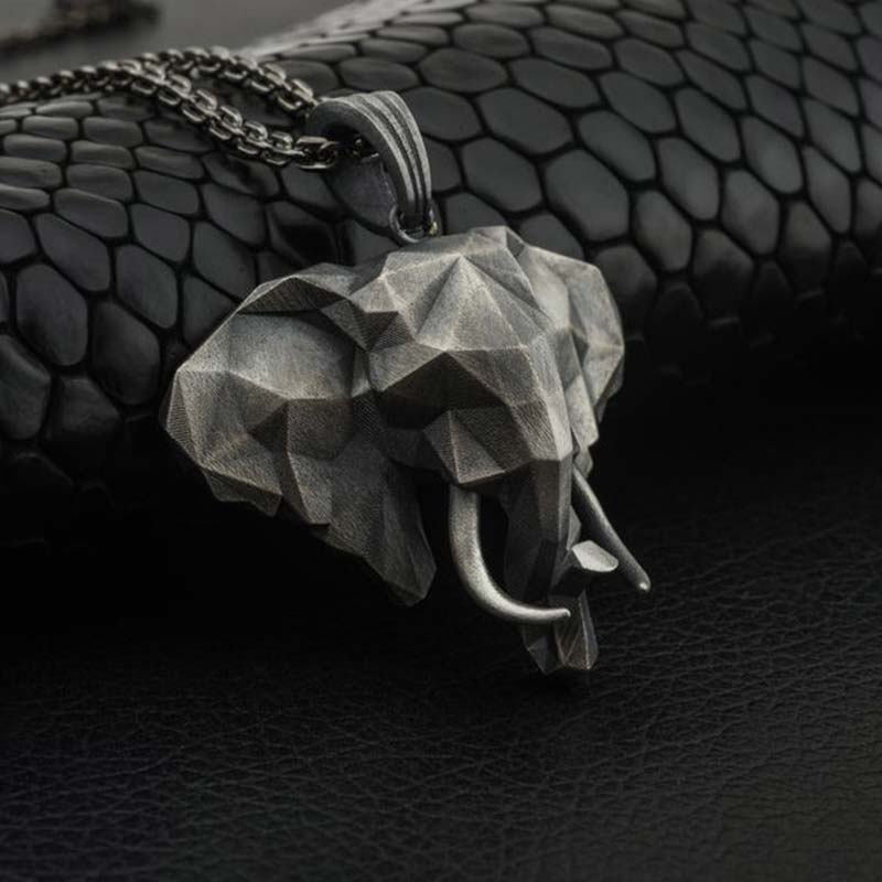 Elephant Pewter Titanium Steel Strength Necklace Pendant - Image 4