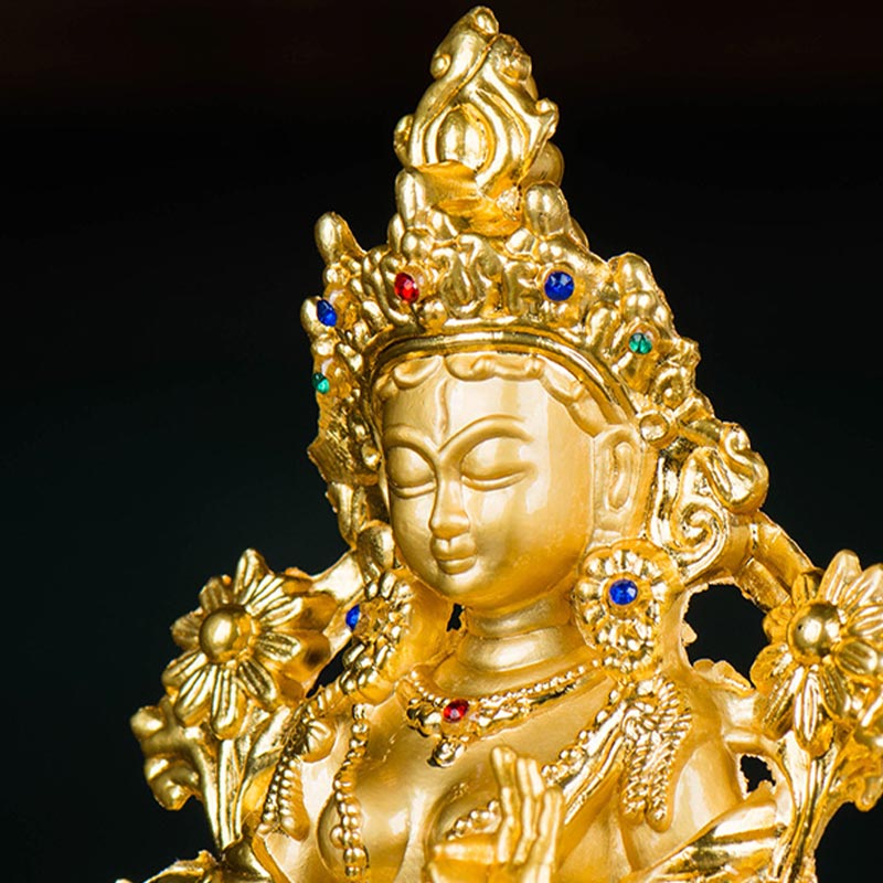 Bodhisattva White Tara Hope Protection Gold Plated Statue Decoration - Image 11