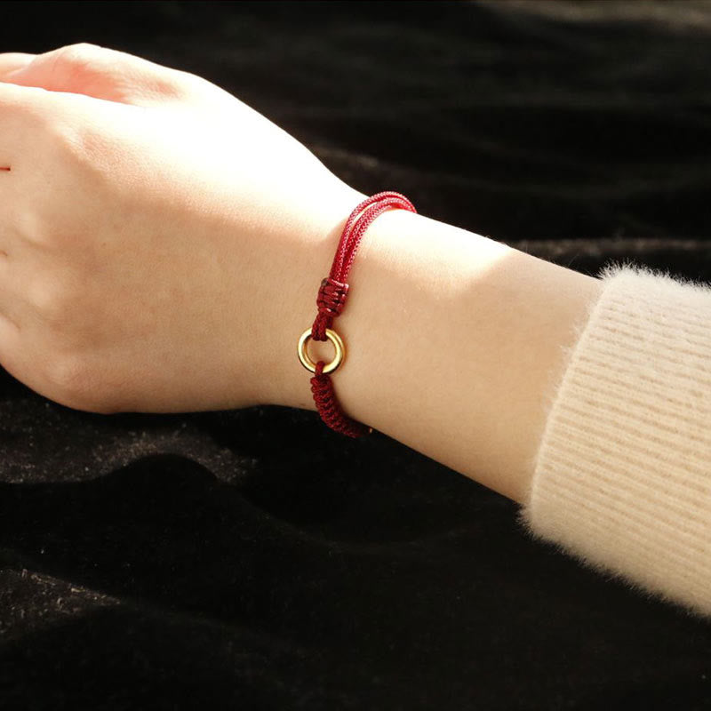 Alloy Peace Buckle Luck Red String Bracelet - Image 15