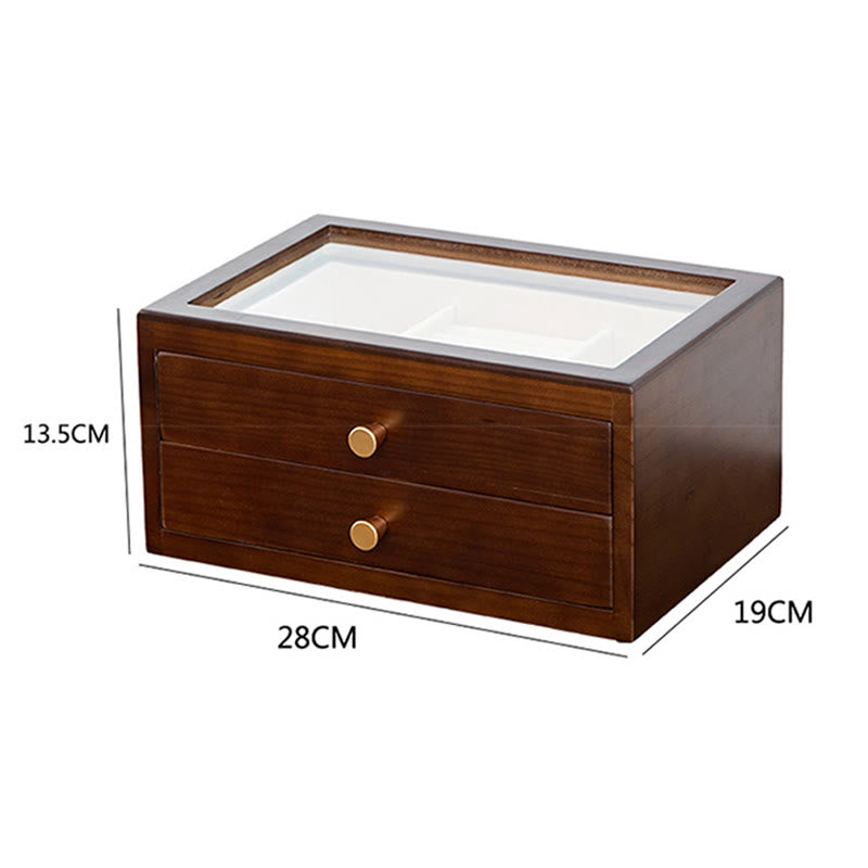 Retro Solid Wood Jewelry Box Jewelry Storage Box With Drawer - Image 17