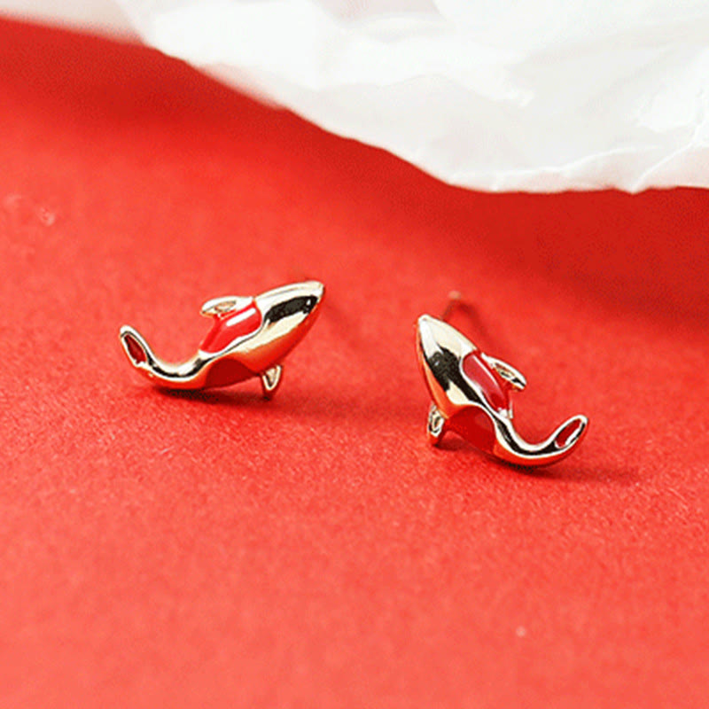 Copper Koi Fish Wealth Necklace Pendant Red Rope Bracelet Earrings Set - Image 15