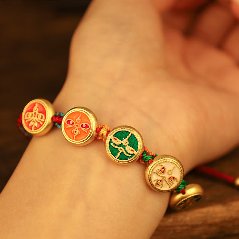 Tibetan Five God Of Wealth Colorful Rope Braided Luck Bracelet - Image 7