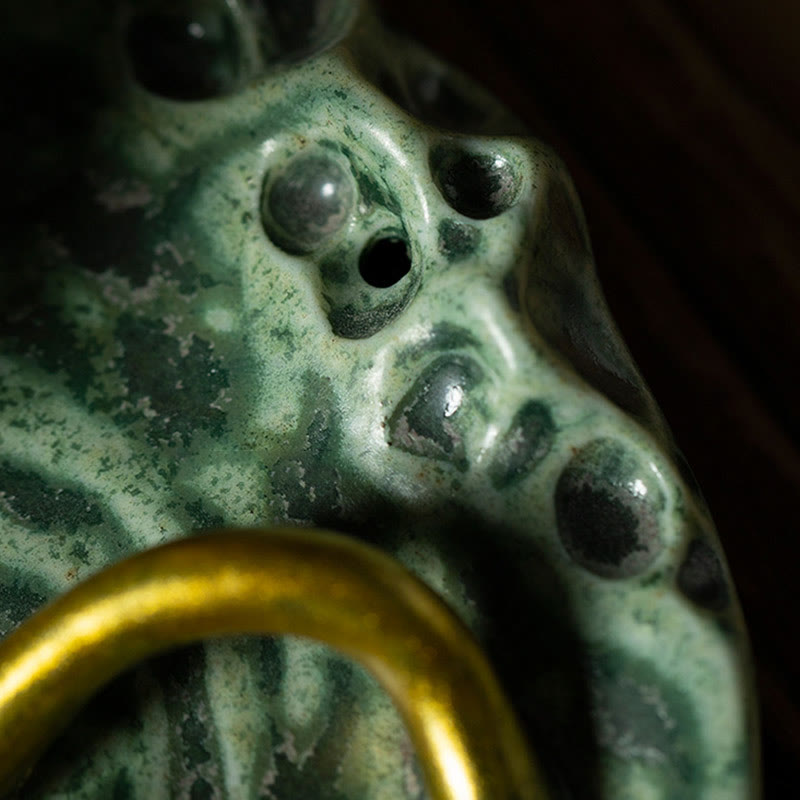 Leaf Meditation Frog Pattern Healing Ceramic Incense Burner Decoration - Image 10