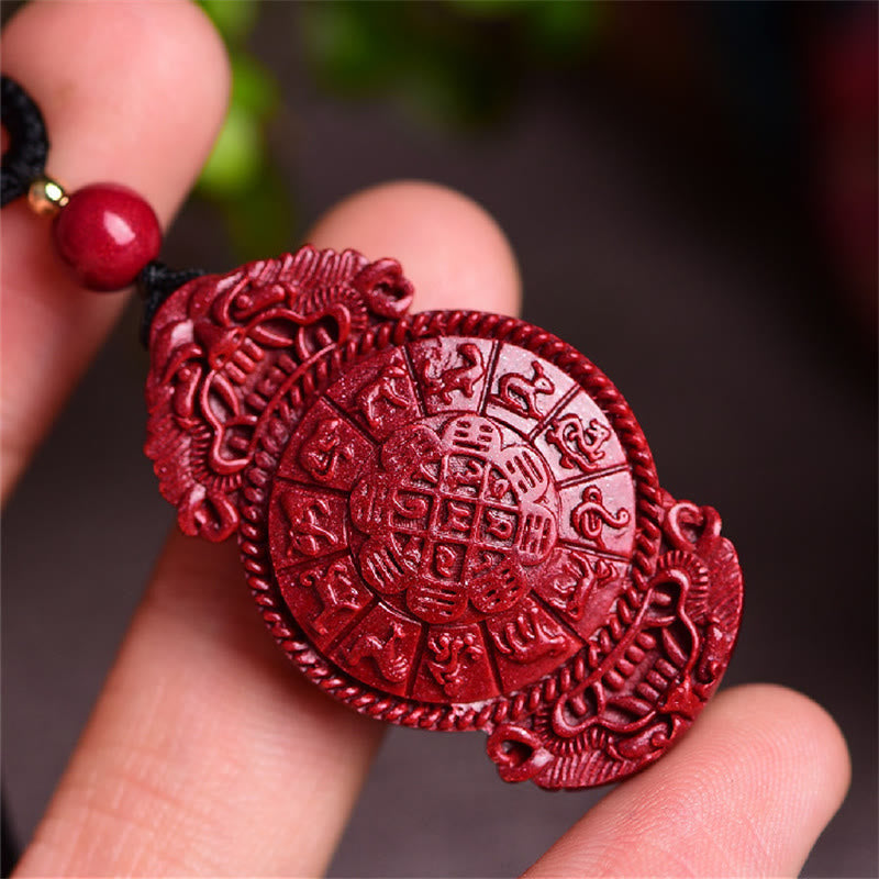 Laughing Buddha Yin Yang Chinese Zodiac Gourd Natural Cinnabar Blessing Necklace Pendant - Image 19