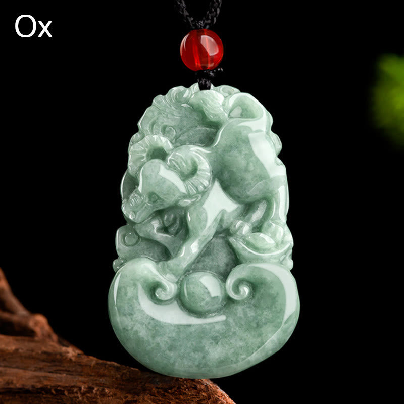 Natural Green Jade 12 Chinese Zodiac Luck Prosperity Necklace Pendant - Image 12