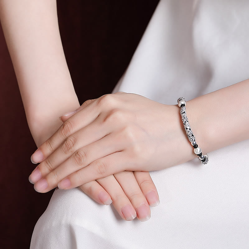 Tibet Handmade Copper 999 Sterling Silver Auspicious Cloud Wealth String Bracelet - Image 19