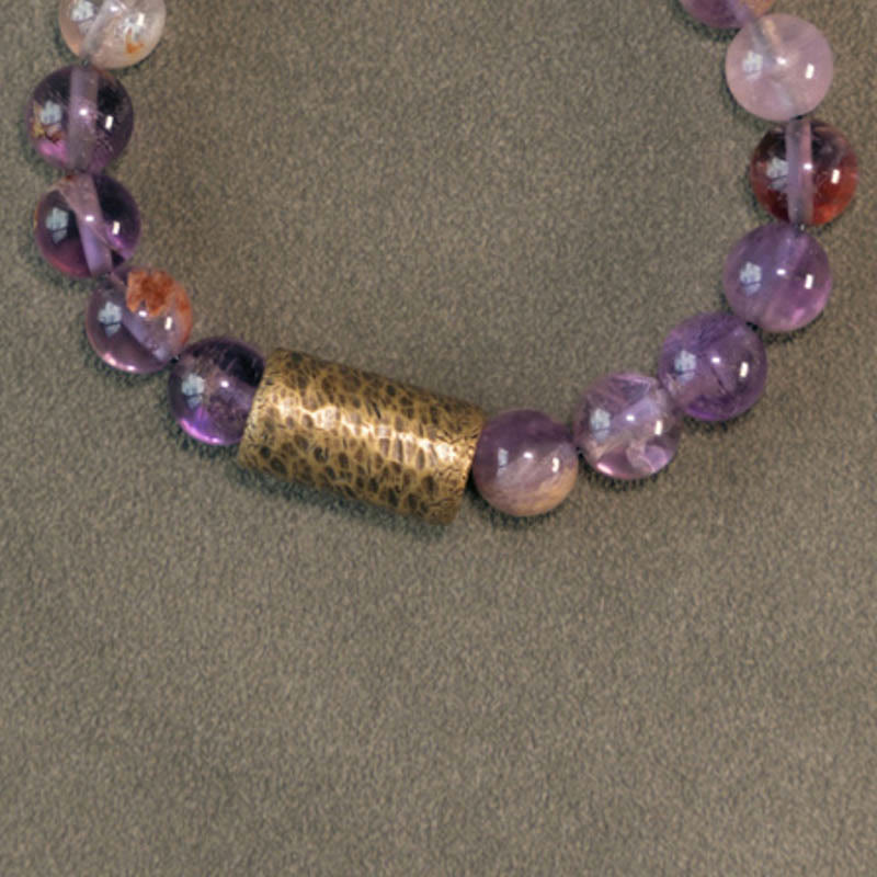 White Crystal Red Hematoid Quartz Gold Rutilated Quartz Purple Phantom Protection Bracelet - Image 27