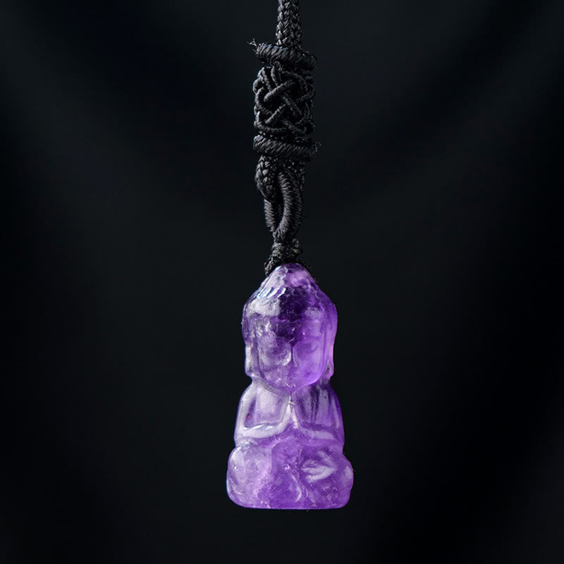Various Crystal Amethyst Pink Crystal White Crystal Citrine Buddha Carved Spiritual Healing Necklace Pendant Decoration - Image 5
