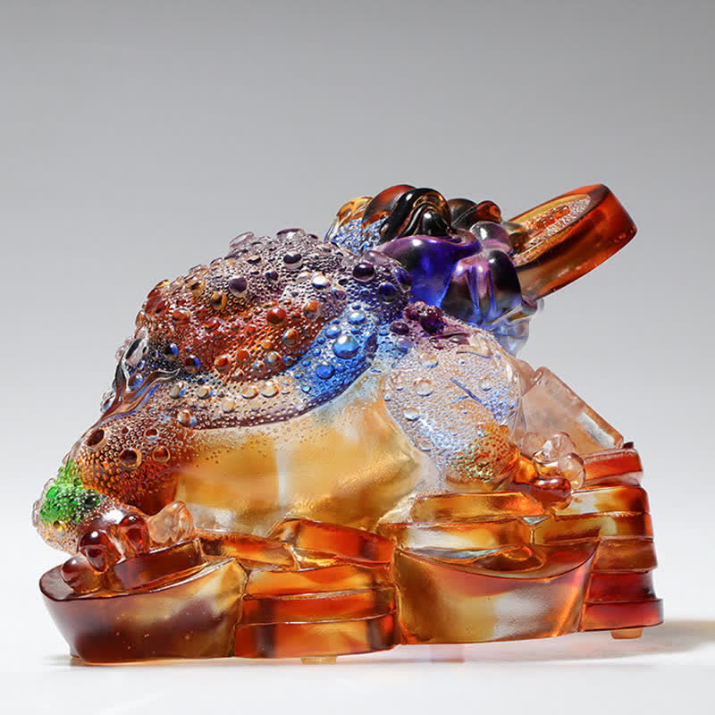 Feng Shui Frog Handmade Liuli Crystal Art Piece Wealth Home Office Decoration - Image 11