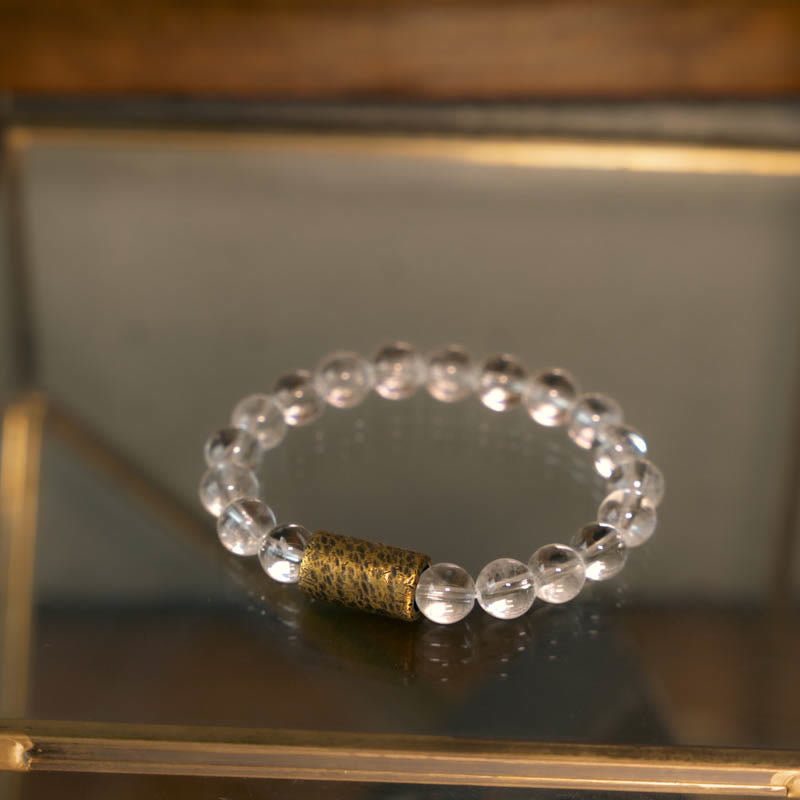 White Crystal Red Hematoid Quartz Gold Rutilated Quartz Purple Phantom Protection Bracelet - Image 4