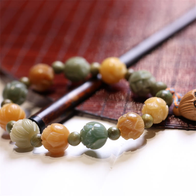Bodhi Seed Lotus Green Sandalwood Wisdom Harmony Bracelet - Image 5