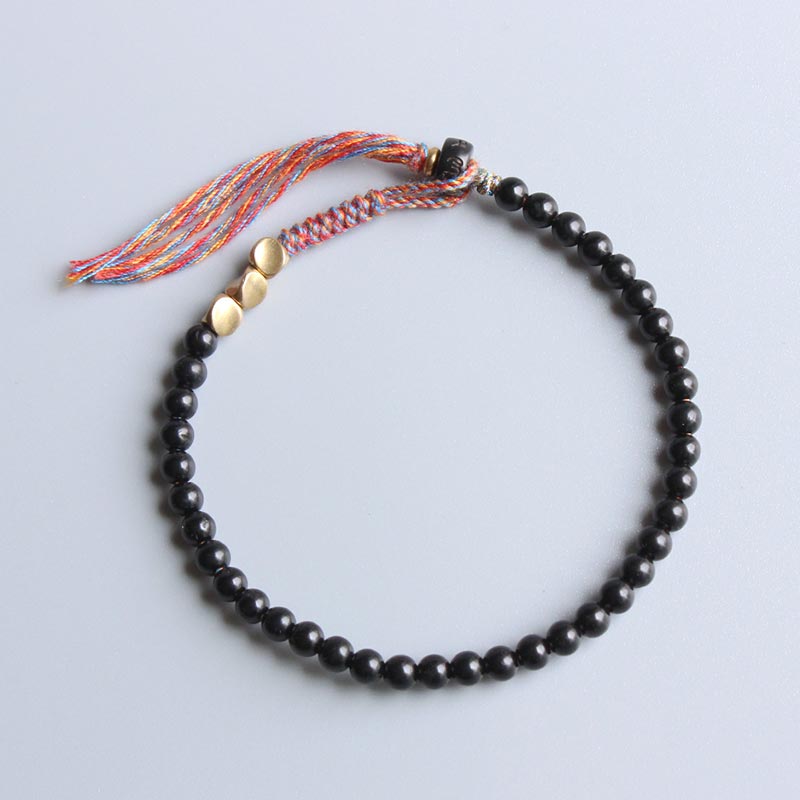Handmade Tibetan Black Onyx Tassel Bracelet