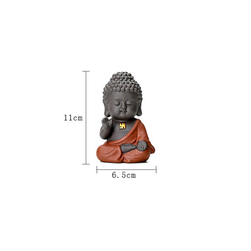 Small Buddha Serenity Purple Clay Home Desk Decoration - Image 17