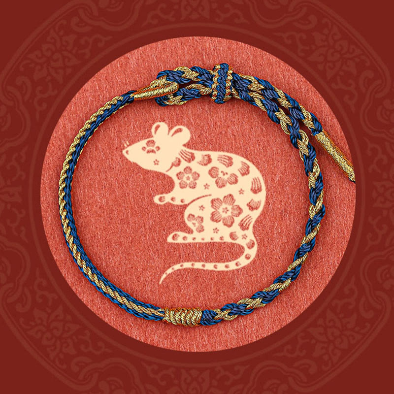 Handmade Chinese Zodiac Rabbit Rooster Rat Horse Dragon Protection Braid String Bracelet - Image 12
