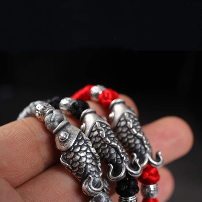 Silver Luck Koi Fish Braided String Bracelet - Image 11