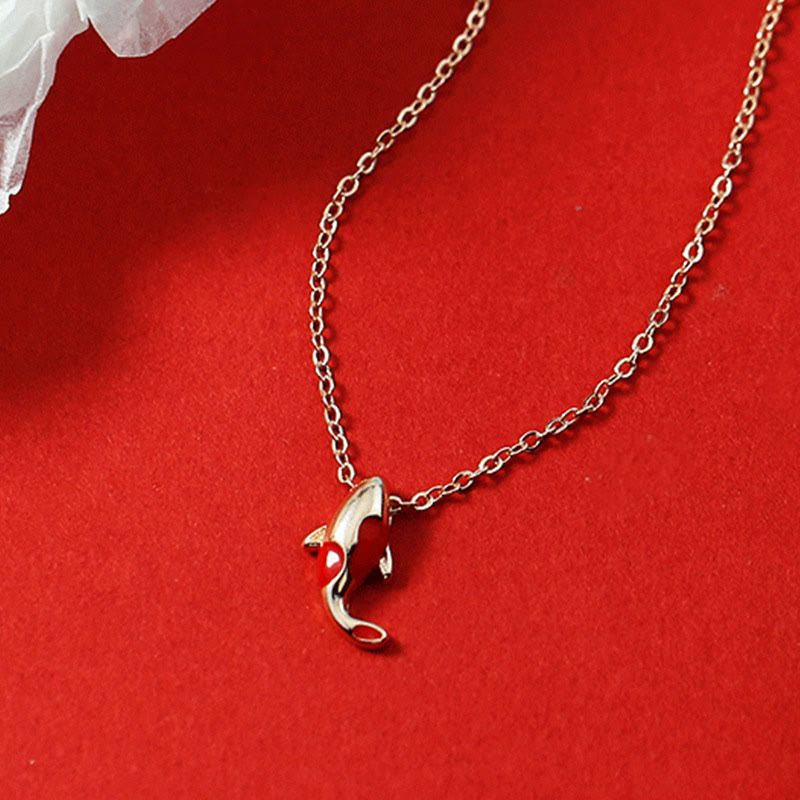 Copper Koi Fish Wealth Necklace Pendant Red Rope Bracelet Earrings Set - Image 11