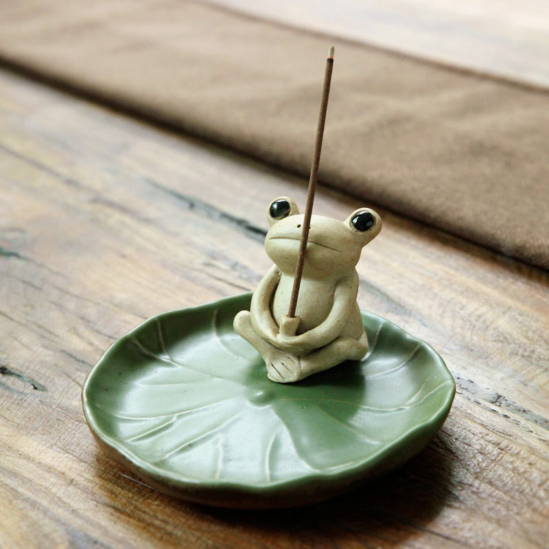 Handmade Ceramic Stick Frog Incense Burner Decoration - Image 3