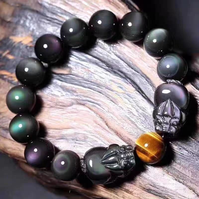 FengShui PiXiu Rainbow Obsidian Healing Bracelet