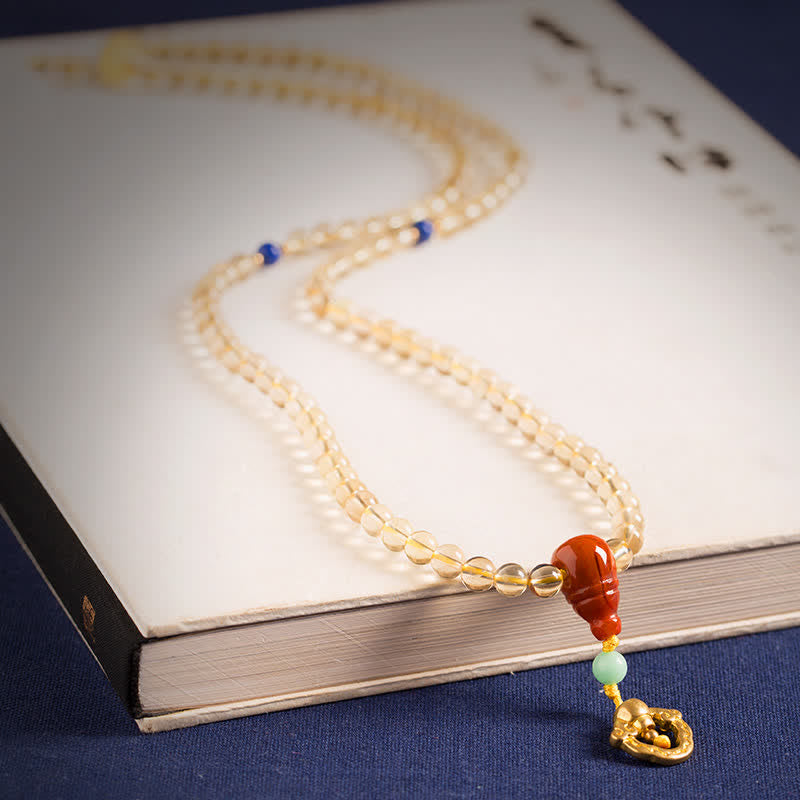 925 Sterling Silver 108 Mala Beads Natural Citrine Red Agate Amber Pleasure Charm Bracelet - Image 9