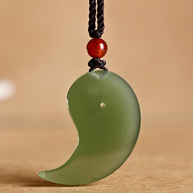Yin Yang White Jade Cyan Jade Protection Blessing Necklace String Pendant - Image 5