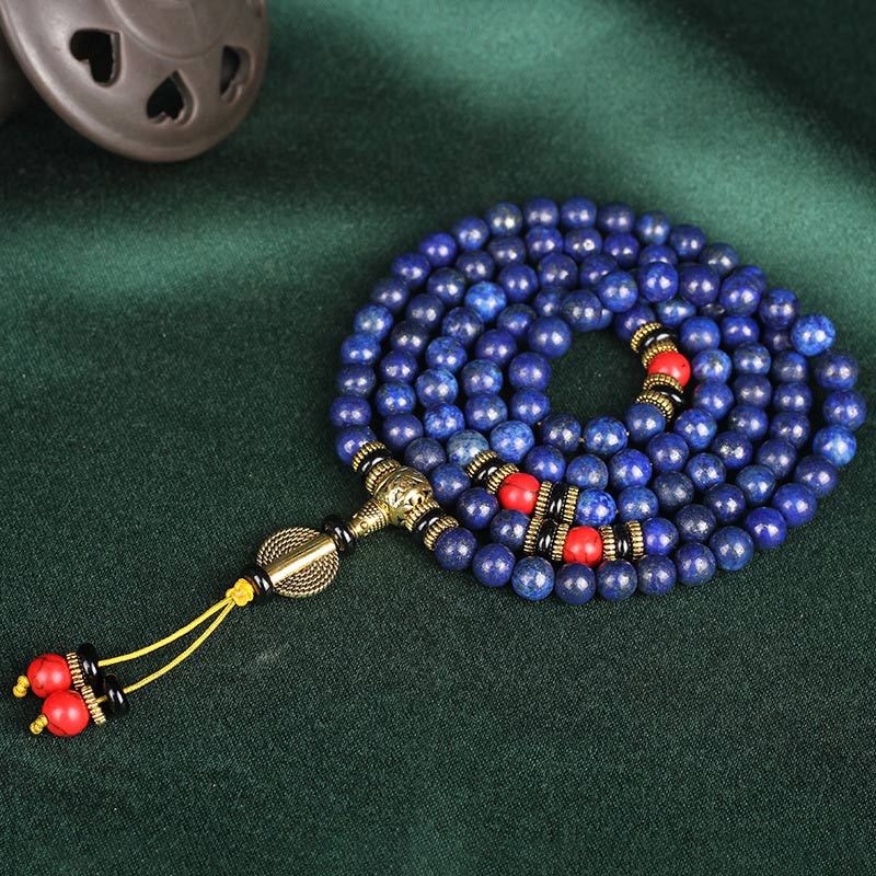 Tibetan Mala Lapis Lazuli Positive Bracelet - Image 8