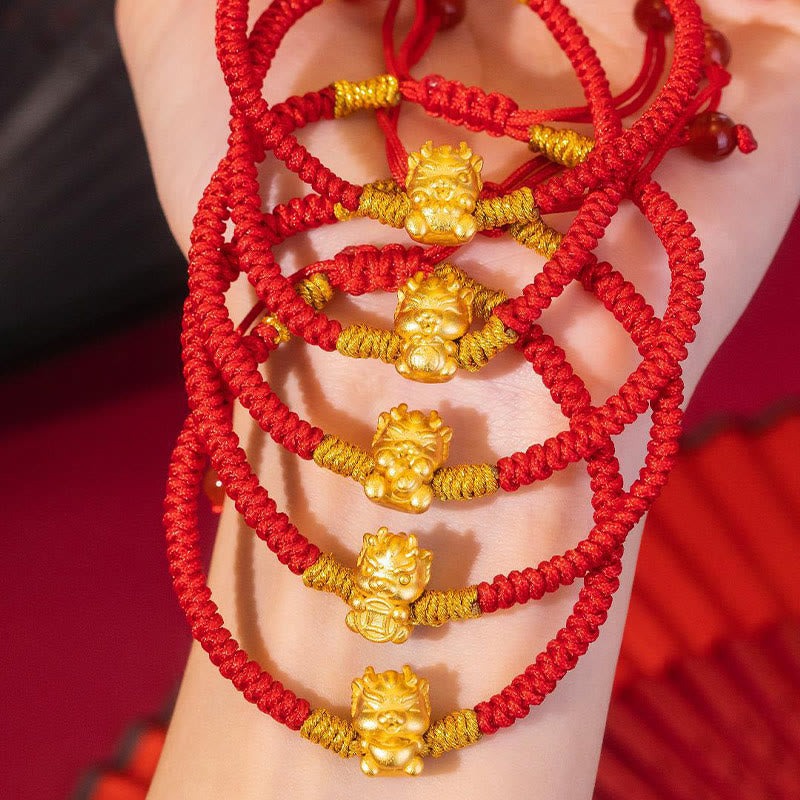 999 Sterling Silver Year of the Dragon Copper Coin Fortune Dragon Fu Character Luck Handcrafted Red String Braided Bracelet - Image 18
