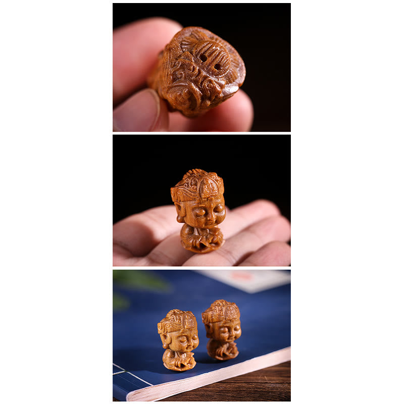 Chinese Zodiac Natal Buddha Green Sandalwood Lotus Engraved Positive Home Decoration - Image 8