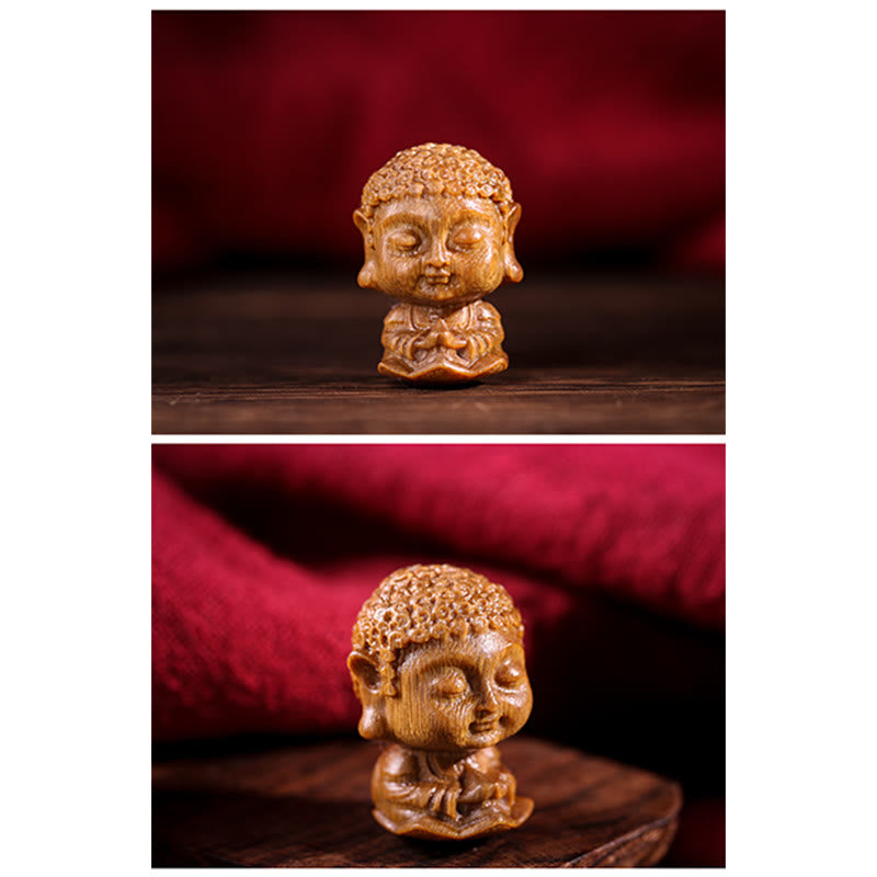 Chinese Zodiac Natal Buddha Green Sandalwood Lotus Engraved Positive Home Decoration - Image 14