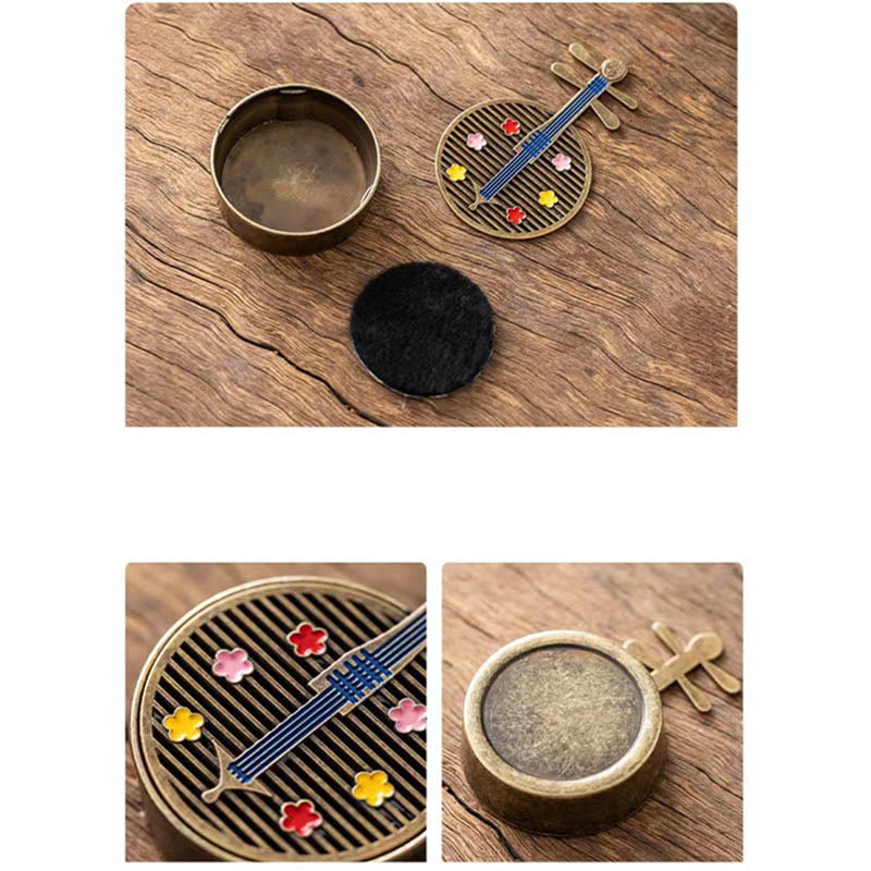 Small Mini Gourd Fan Pipa Copper Alloy Incense Burner Decoration With Incense - Image 10