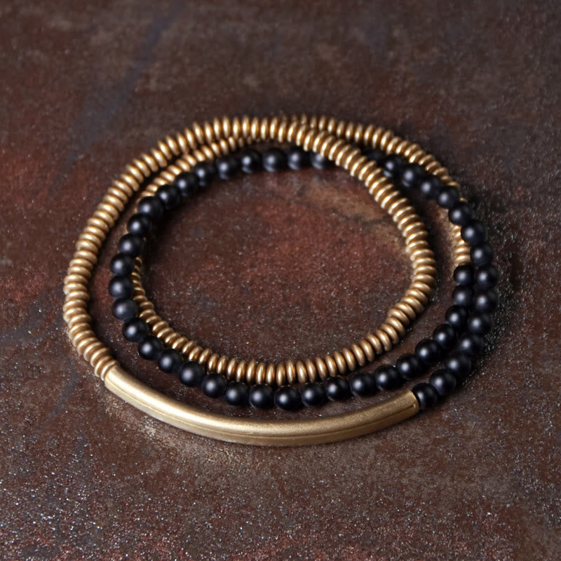 Tibetan Various Agate Stone Copper Protection Triple Wrap Bracelet - Image 5