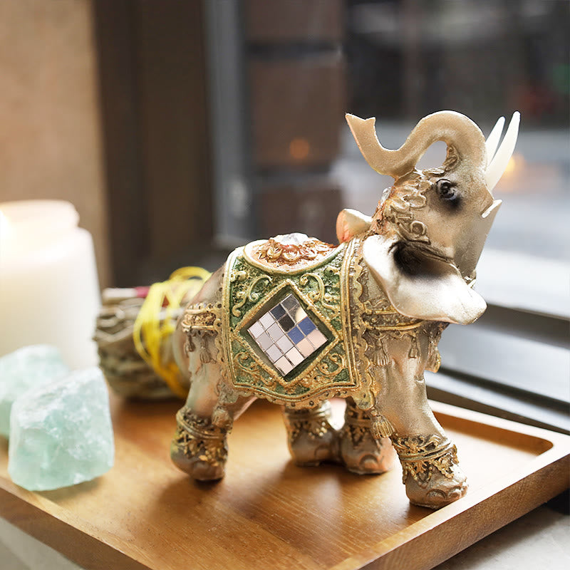 Lucky Feng Shui Green Elephant Statue Sculpture Wealth Figurine Gift Home Decoration - Image 7