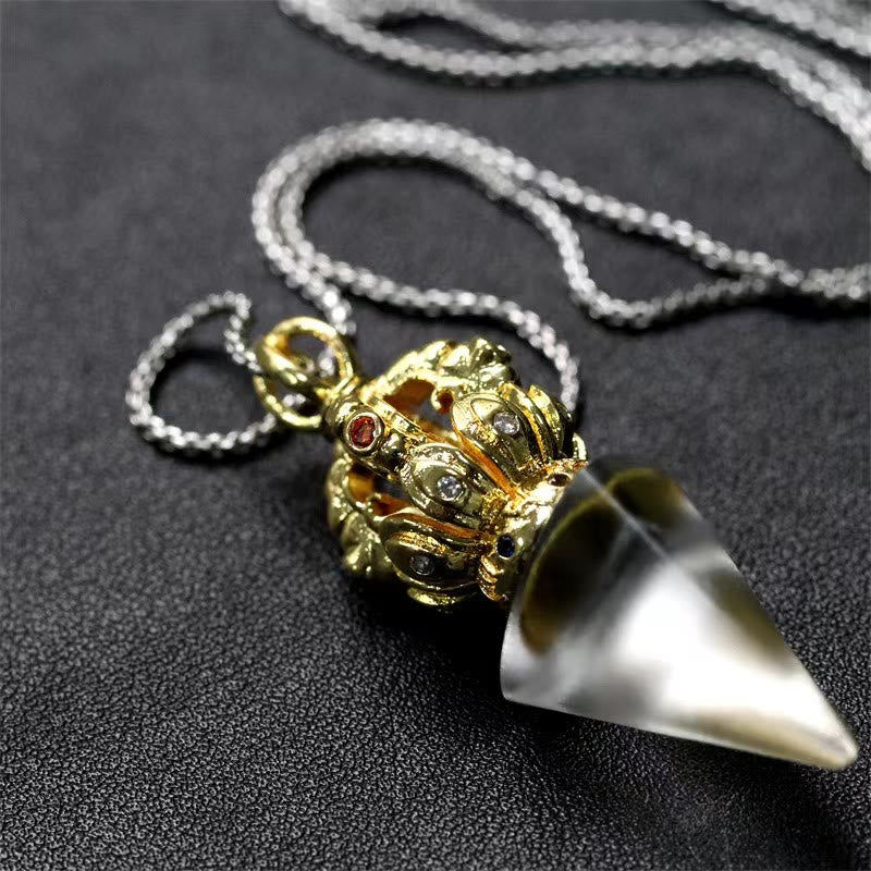 Tibetan Dorje Vajra 4 Prong Lotus Liuli Crystal Strength Necklace Pendant - Image 17