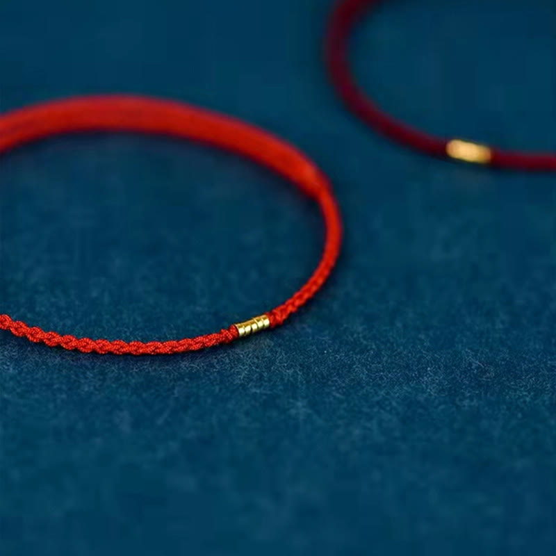 925 Sterling Silver Lucky Golden Bead Braided String Bracelet Anklet - Image 12