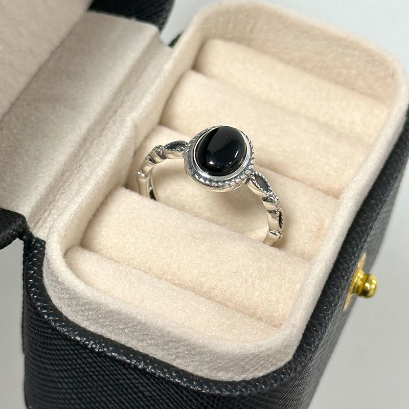 925 Sterling Silver Black Onyx Fortune Ring - Image 9