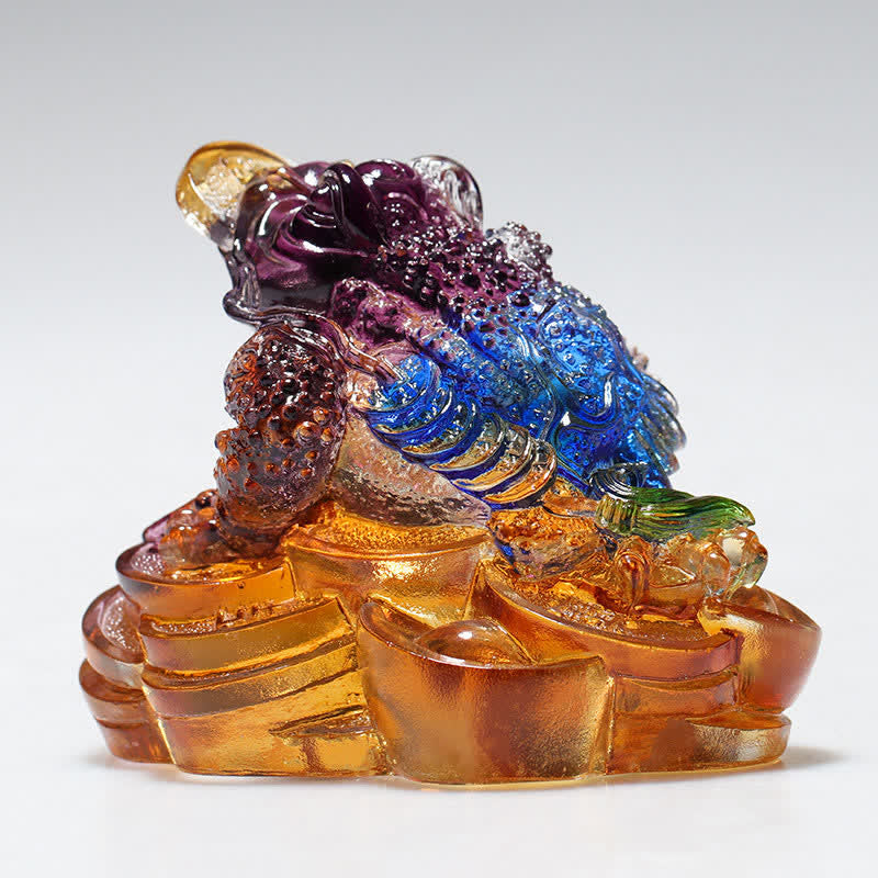 Feng Shui Frog Handmade Liuli Crystal Art Piece Wealth Home Office Decoration - Image 8