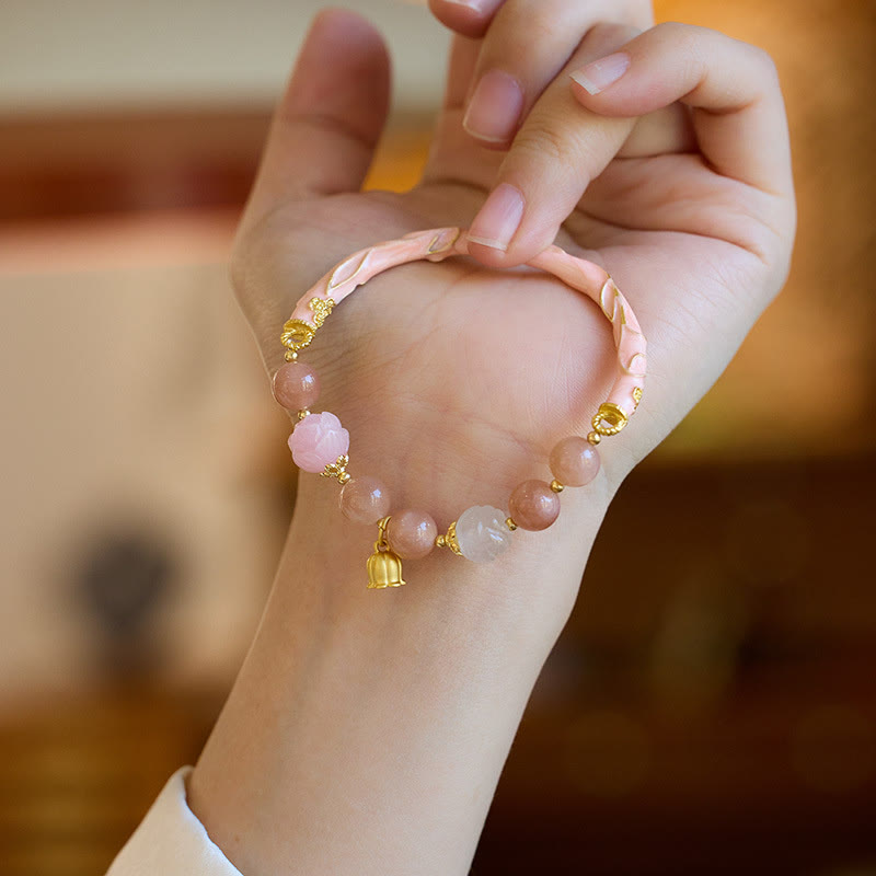 Sun Stone Golden Silk Jade Lily of the Valley Charm Positive Bracelet Bangle - Image 13