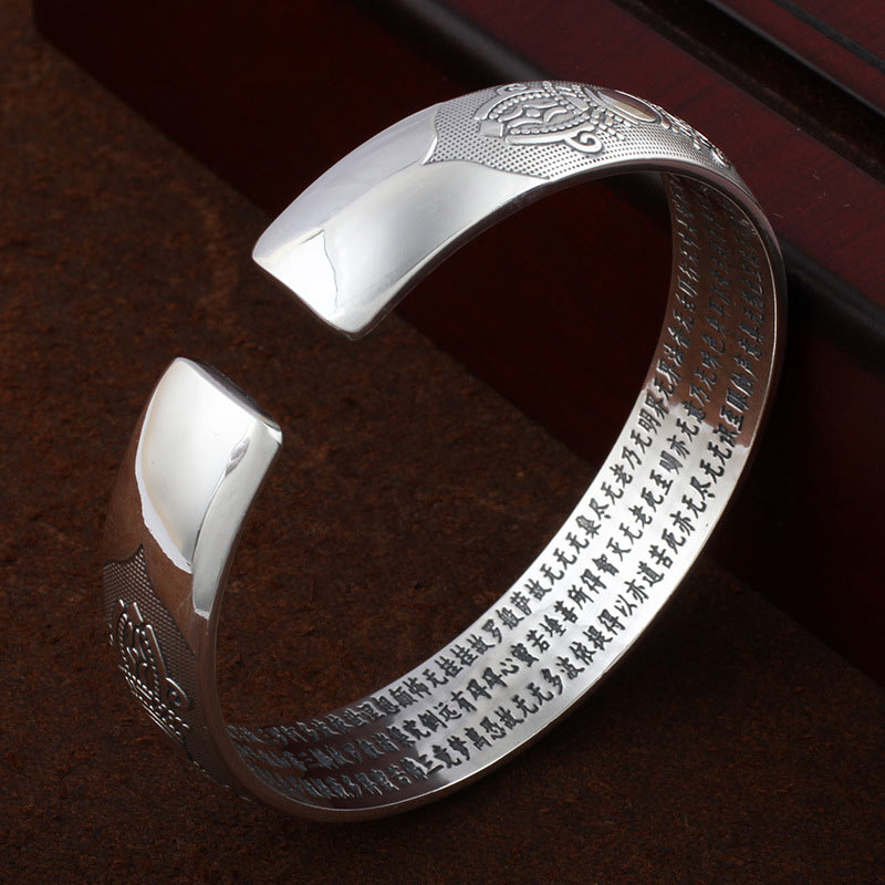 Tibetan Sanskrit White Copper Meditation Prayer Bracelet Bangle - Image 3