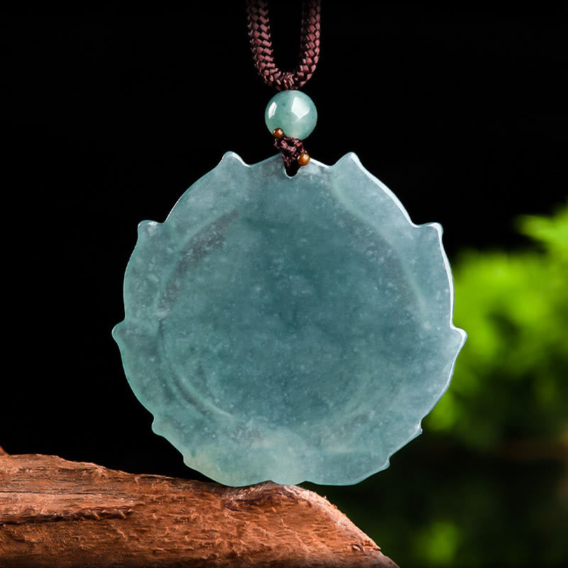 Natural Jade Laughing Buddha Lotus Pattern Luck Necklace Pendant - Image 8