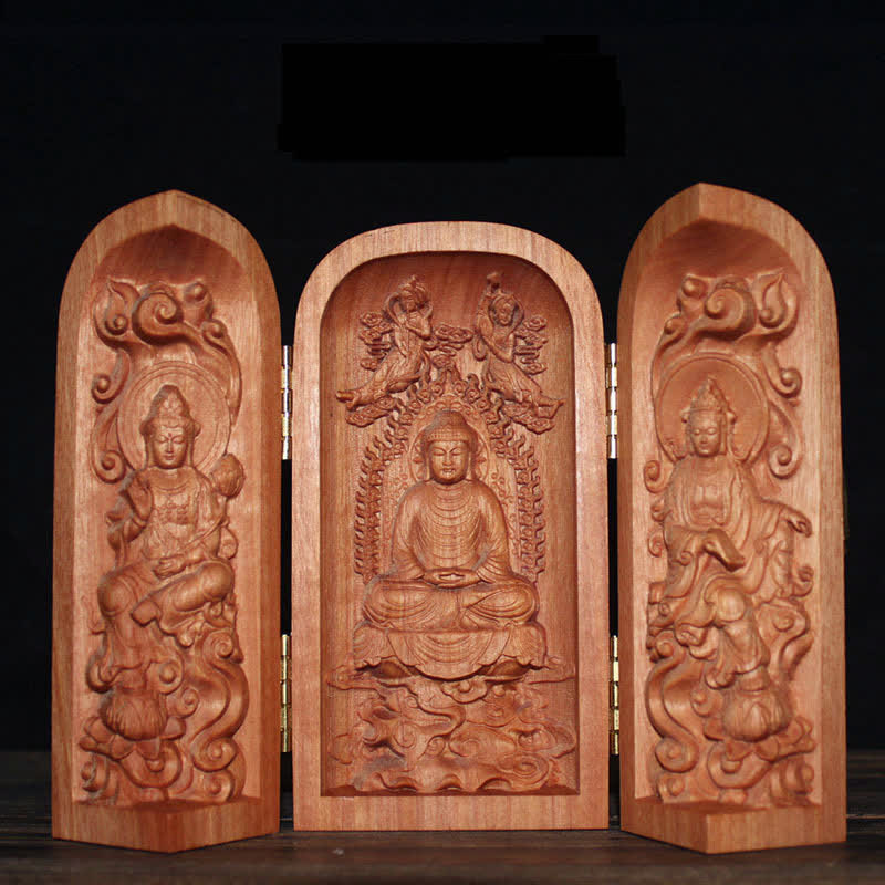 Avalokitesvara Kwan Yin Buddha Cherry Wood Compassion Home Decoration Altar - Image 5