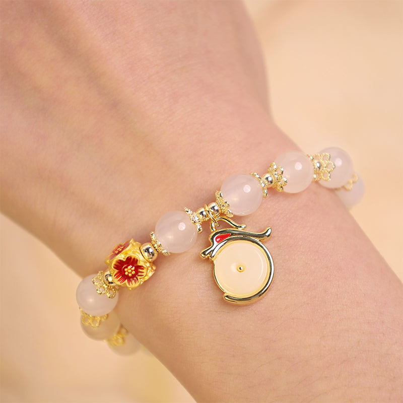 Year of the Dragon White Agate Green Aventurine Peace Buckle Luck Bracelet (Extra 30% Off | USE CODE: FS30) - Image 3