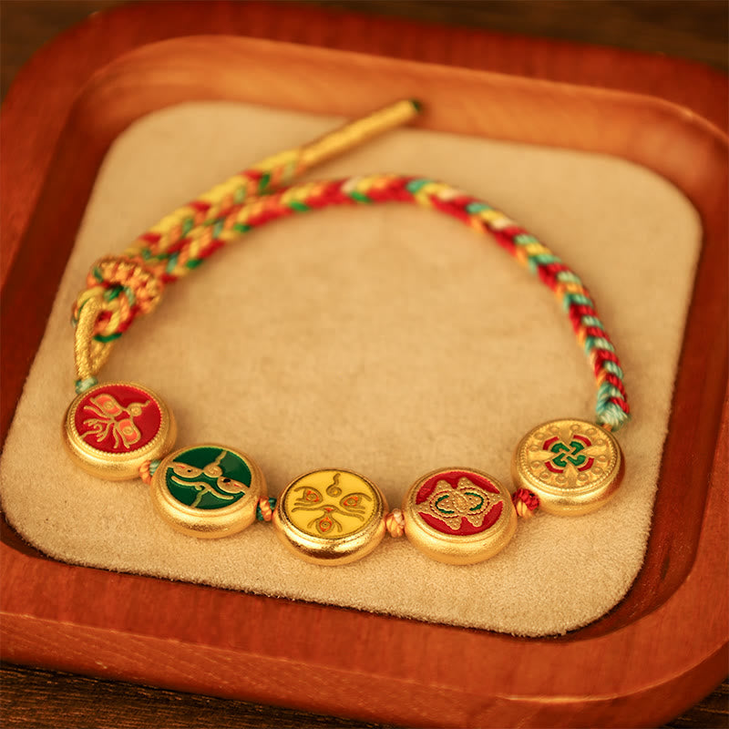 Tibetan Five God Of Wealth Colorful Rope Braided Luck Bracelet - Image 12