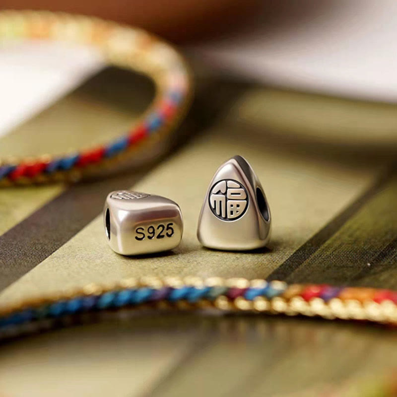 925 Sterling Silver Fu Character Zongzi Pattern Multicolored String Luck Handmade Braided Bracelet - Image 21