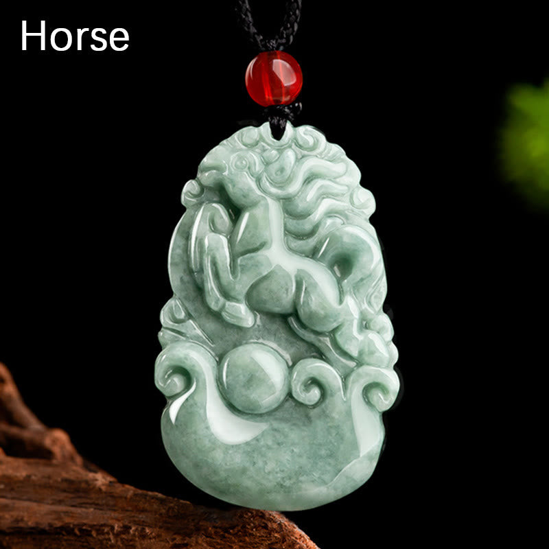 Natural Green Jade 12 Chinese Zodiac Luck Prosperity Necklace Pendant - Image 16